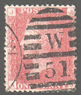 Great Britain Scott 33 Used Plate 105 - AJ - Click Image to Close